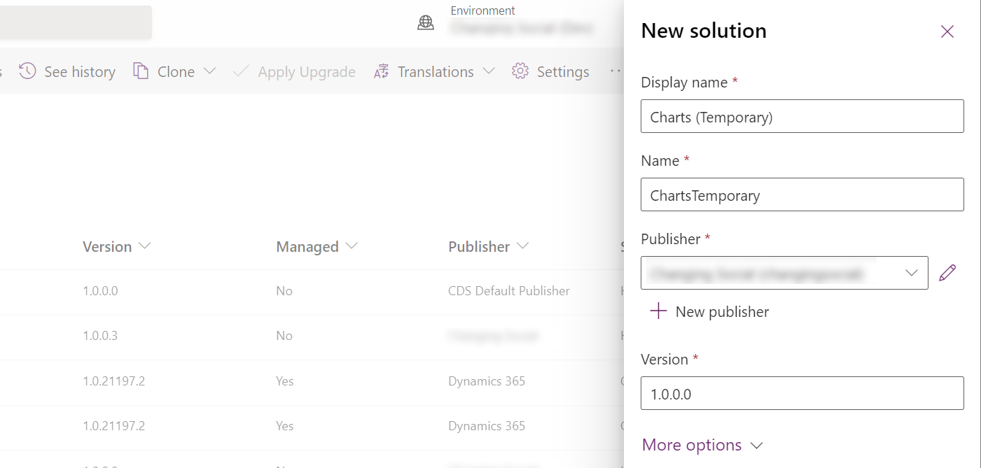 A screenshot of a user creating a new temporary solution file.